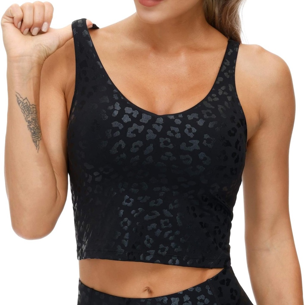 The Gym People Black Leopard Fitted Tank